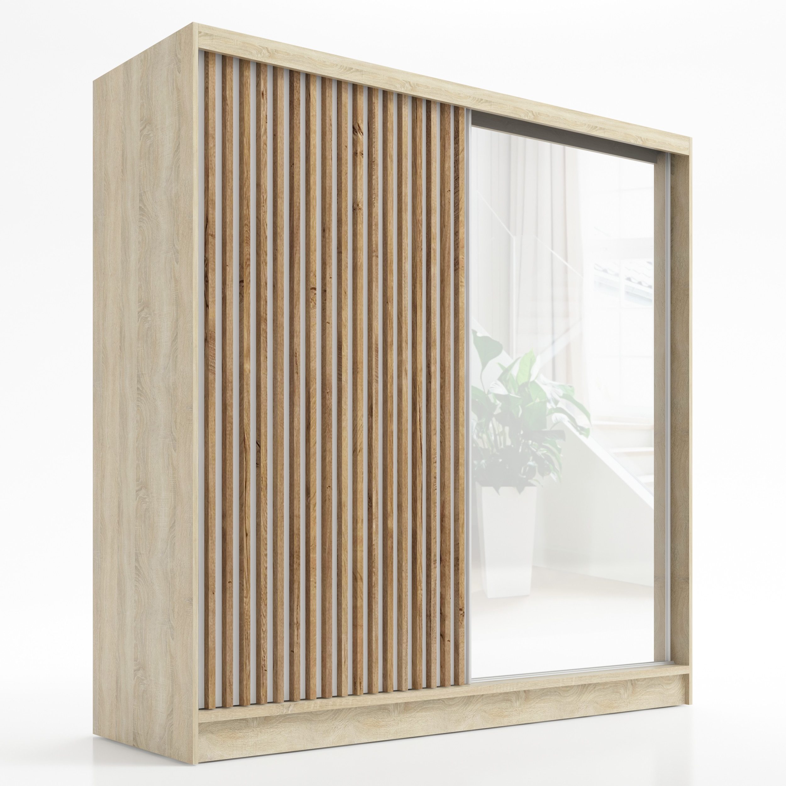 A&J MöbelLand GmbH Schiebetürenschrank LINA mit 3 Schubladen, 3D-Lamellen u günstig online kaufen