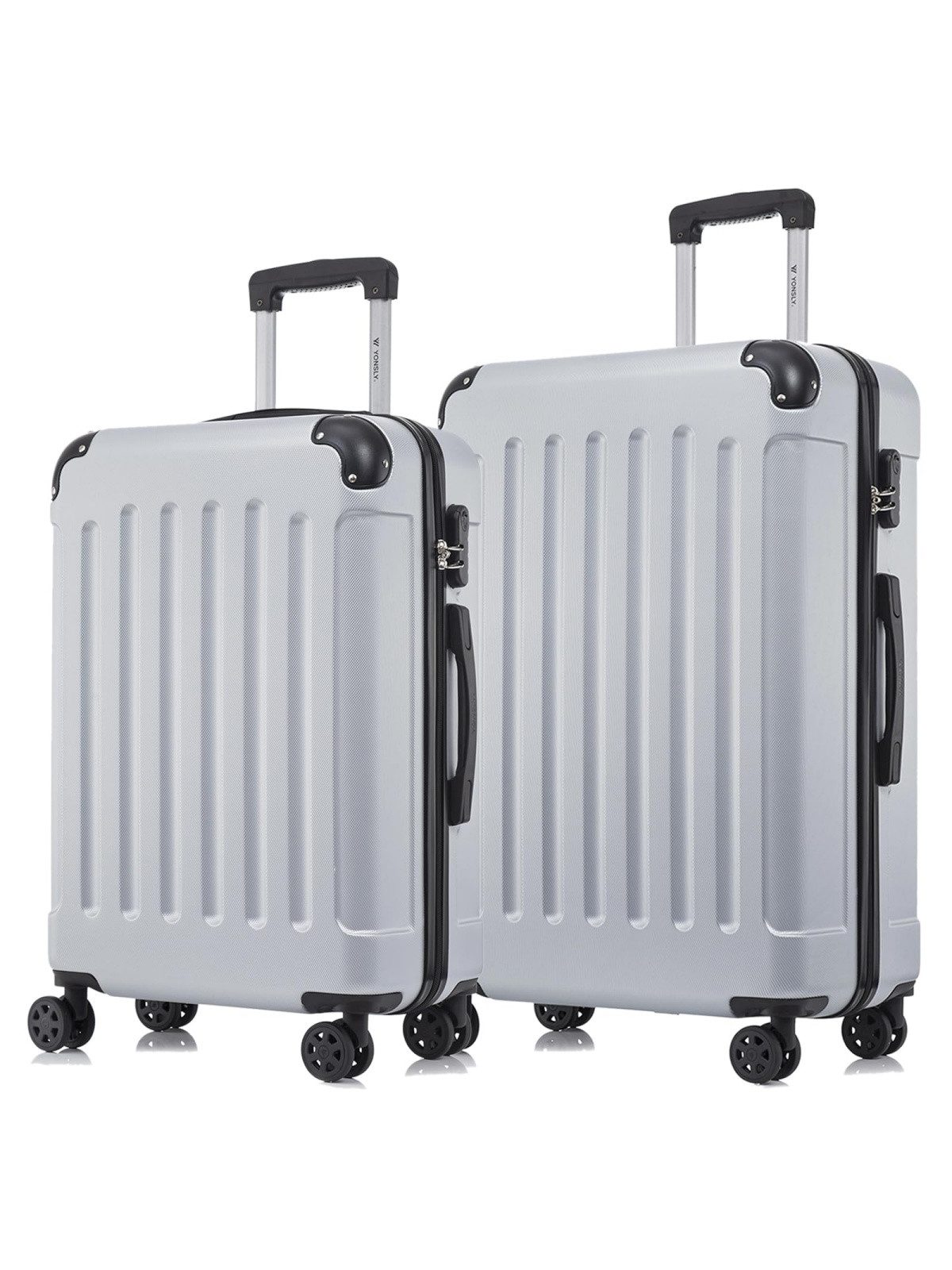 YONSLY Trolleyset Hartschalen-Reisekoffer Rollkoffer Trolley Gepäckset aus ABS, 4 Rollen, (Reiseset, 2 tlg., Größen L&XL), mit 360° Doppelrollen, Zahlenschloss und ergonomischem Gummigriff