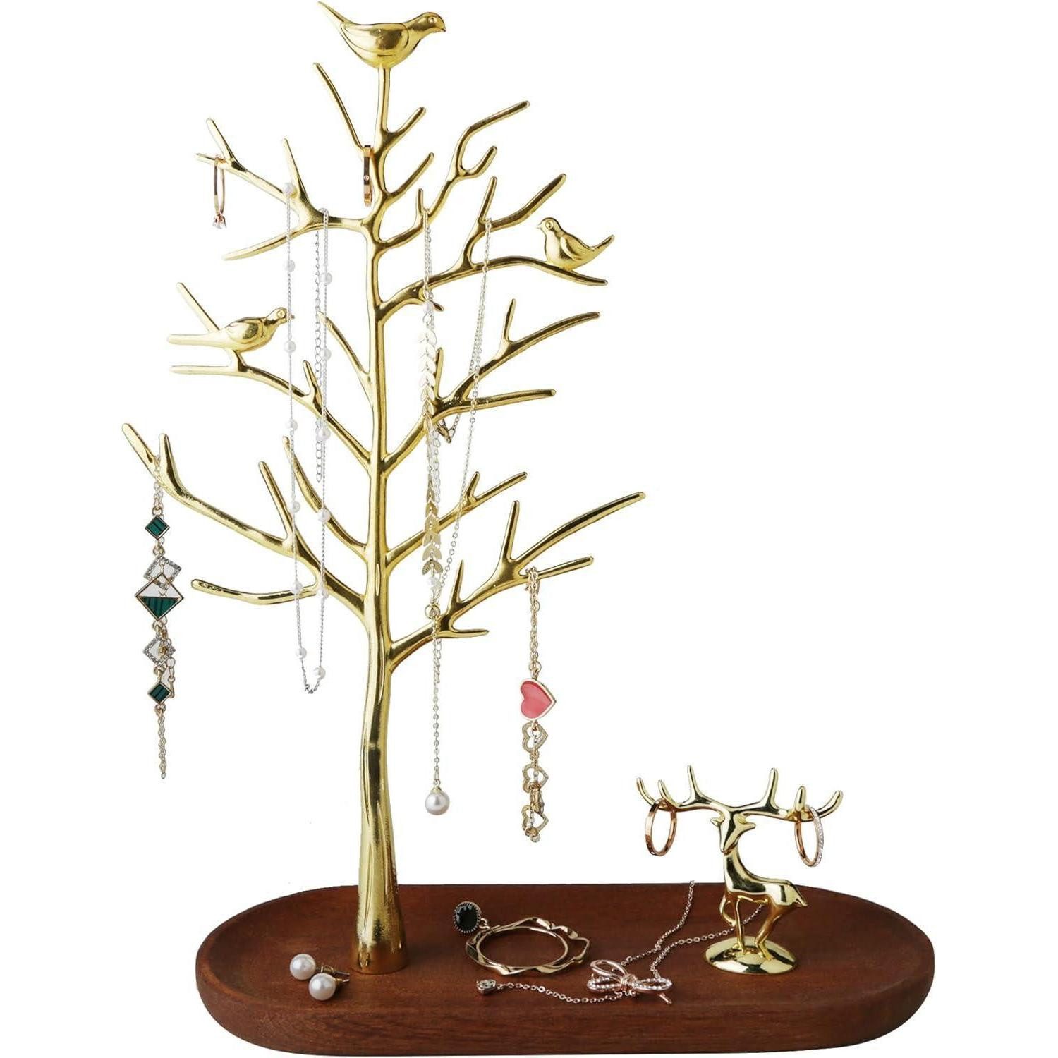 LuxusKollektion Schmuck Etagere Schmuckständer Hirsch Baum Messing 23cm