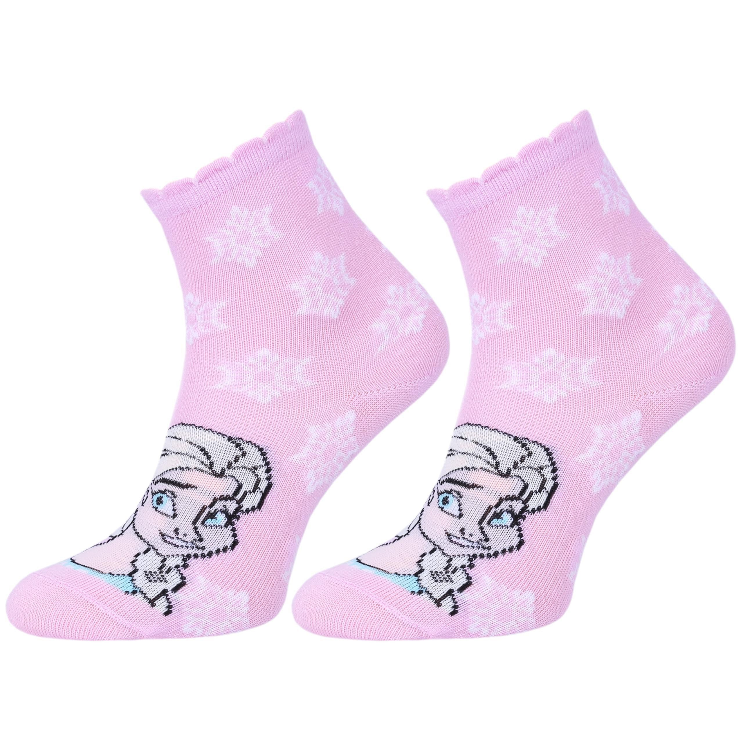 Disney Haussocken 3x Pink-pfefferminzfarbene Mädchensocken DIE EISKÖNIGIN Disney 23/26EU
