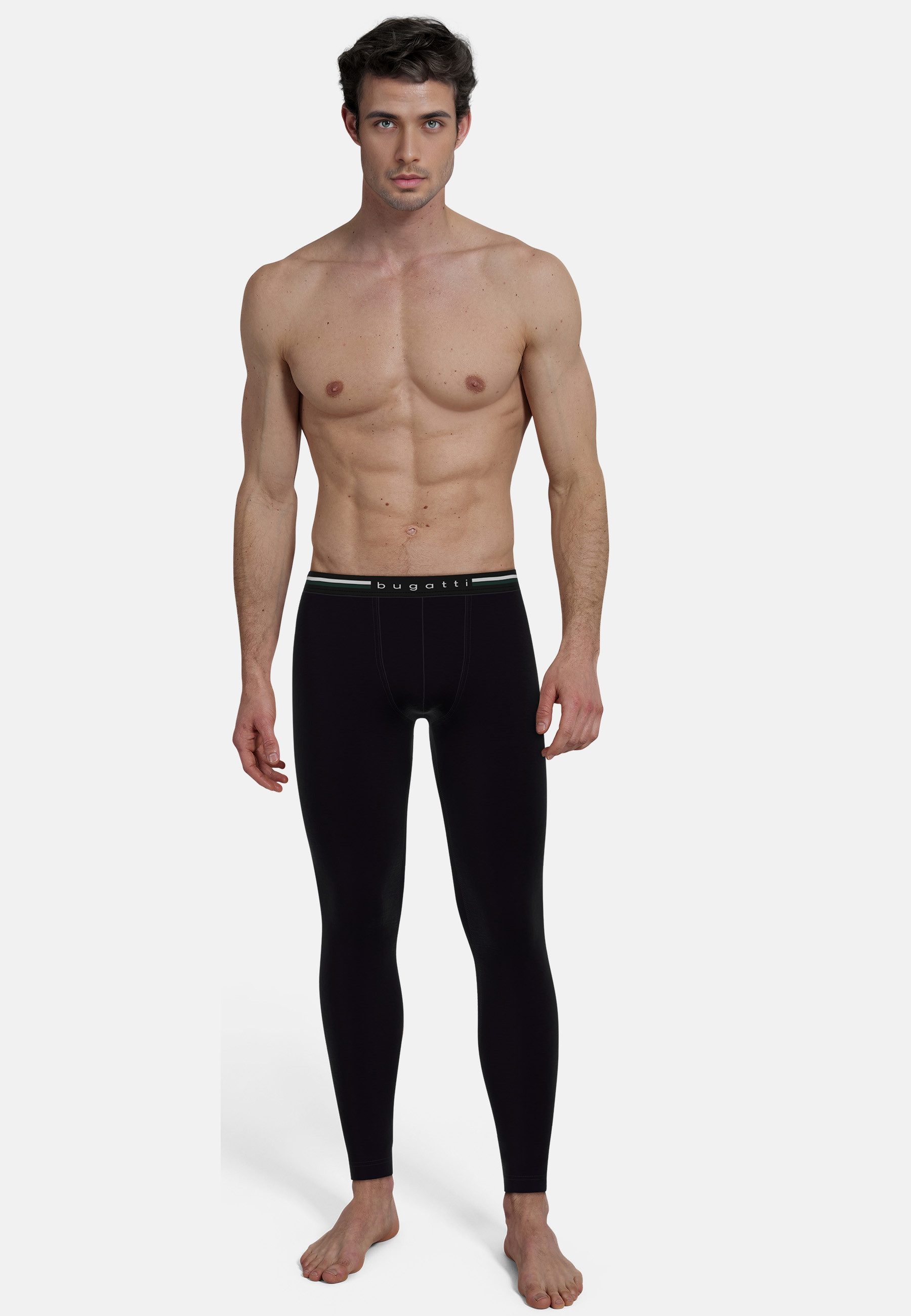 bugatti Lange Unterhose Rom mit Logo, bequem, elastisch, Baumwollmix, schneidet nicht ein, eng