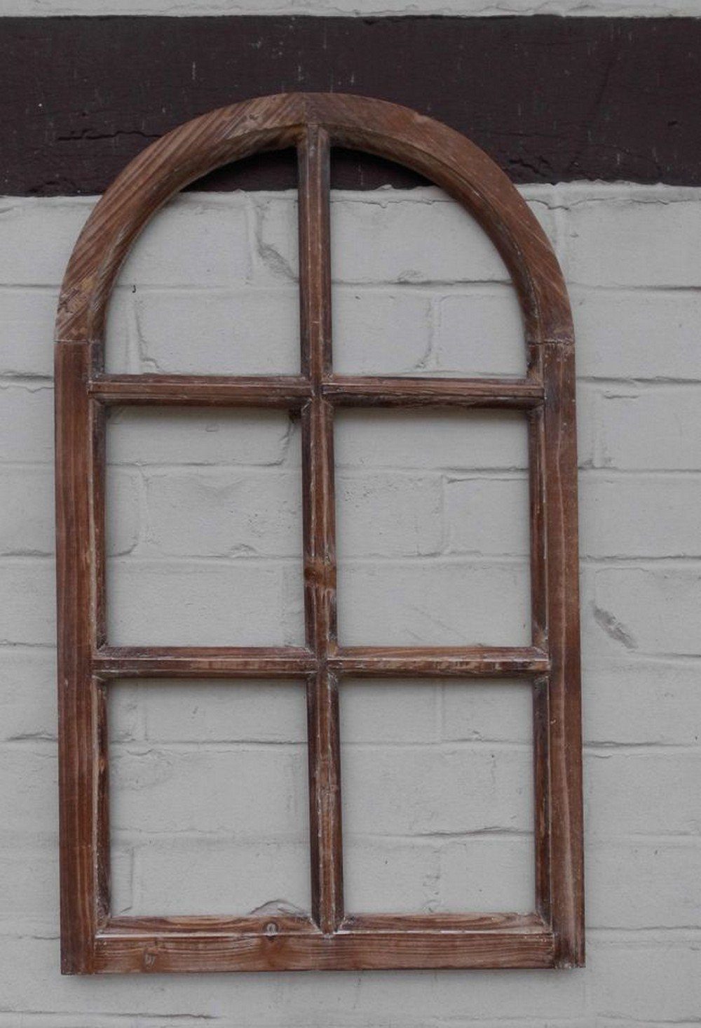 Deko-Impression Wanddekoobjekt Fenster Sprossenfenster halbrund 70cm (1 St) Wanddeko braun Holz Bilderrahmen