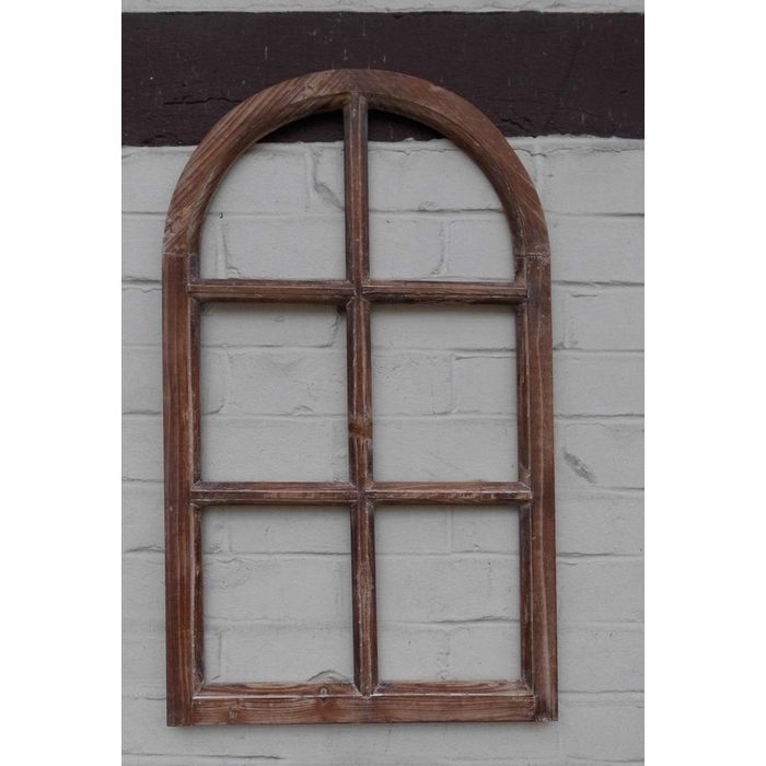 Deko-Impression Wanddekoobjekt Fenster Sprossenfenster Bilderrahmen halbrund Wanddeko Holz braun 70cm (1 St)