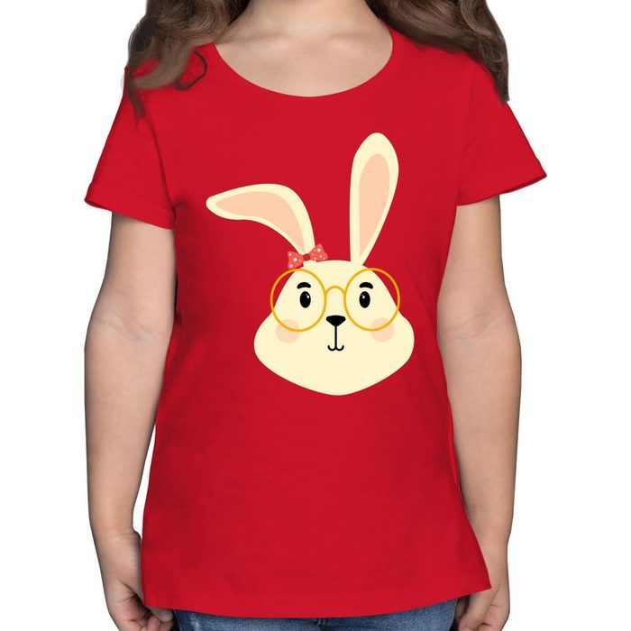 Shirtracer T-Shirt Süßer Hase mit Brille und Band - Tiermotiv Animal Print - Mädchen Kinder T-Shirt hasen shirt mädchen - tshirt kinder hase - osterhasenkosrüm
