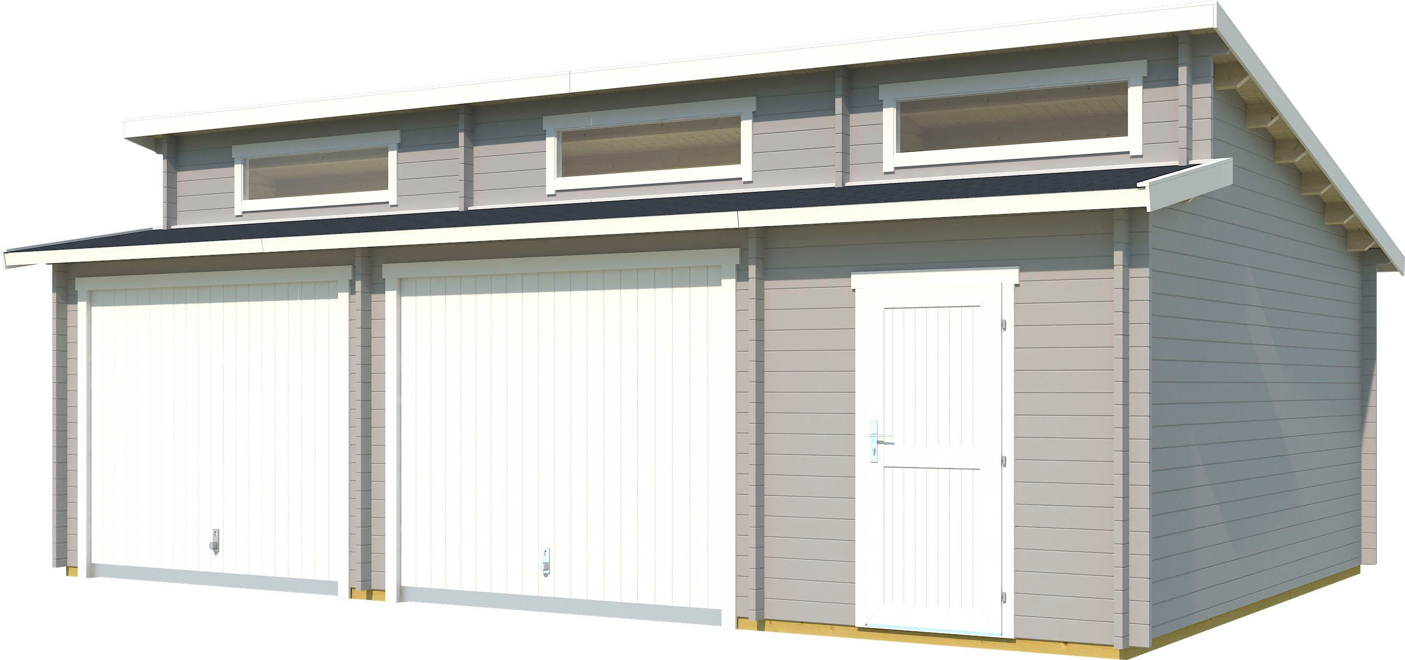 LASITA MAJA Garage Hawaii (Set, für 2 Fahrzeuge geeignet), Garage + 2 Schwingtoren