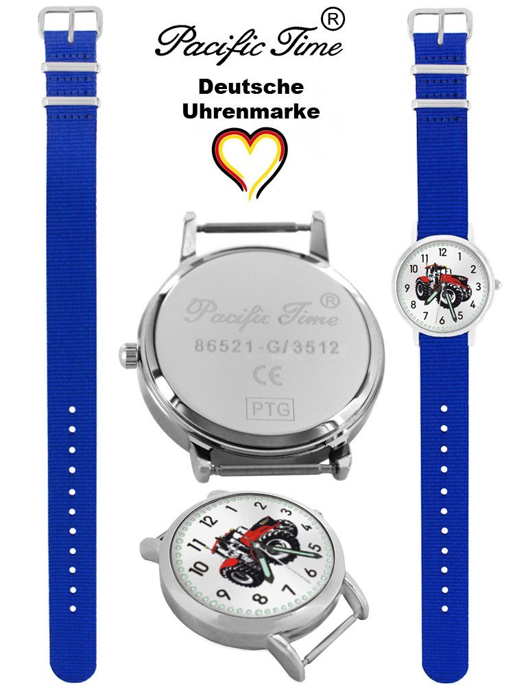 Pacific Time Quarzuhr Kinder Mix Design rot Wechselarmband, Gratis und Armbanduhr Traktor - Versand Match royalblau