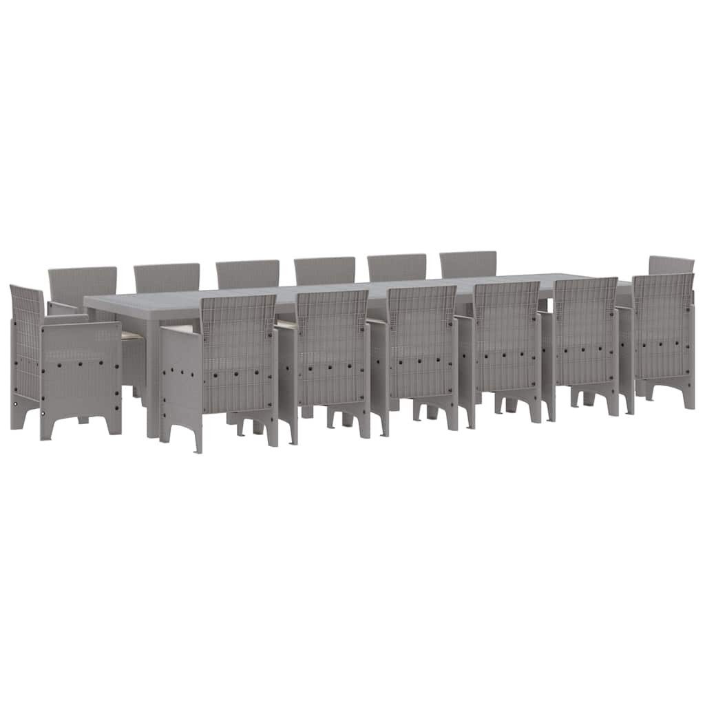 vidaXL Gartenlounge-Set Garten Essgruppe 15 stk. Hellgrau Polt Rattan, (15-tlg)