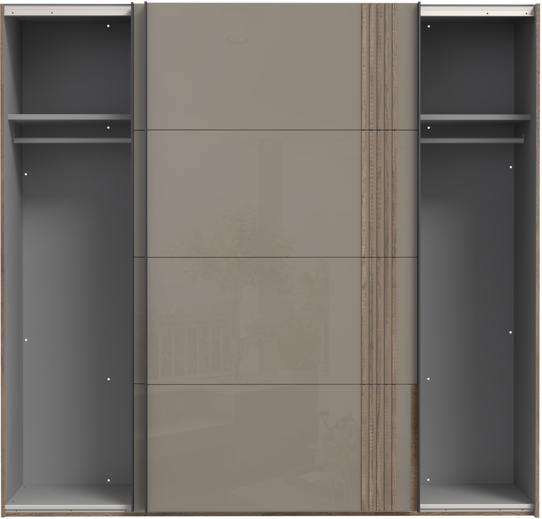 FORTE Schwebetürenschrank Hochglanzfront, Metallgriffleisten