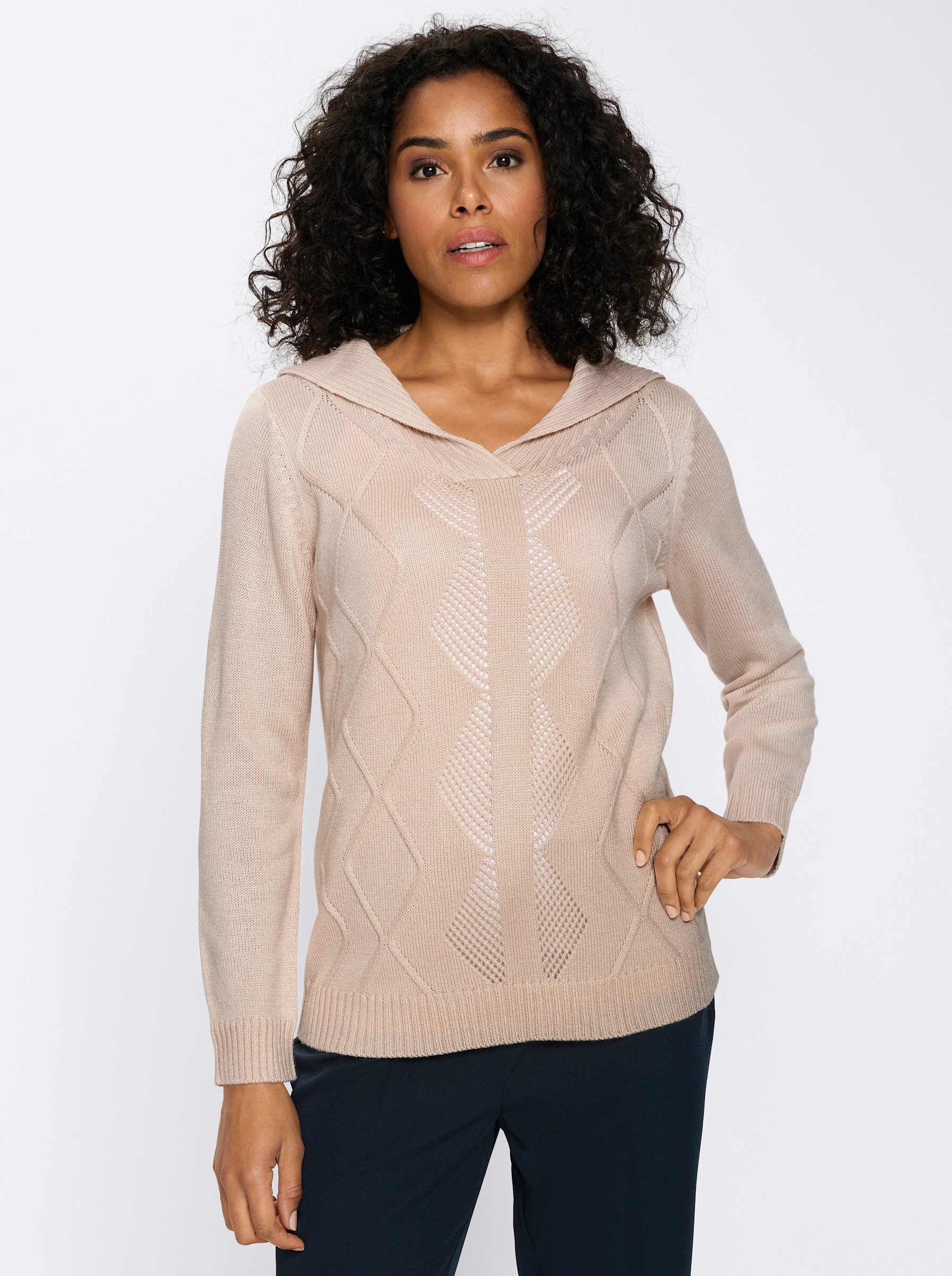 Strickpullover Langarm-Pullover Langarm Struktur, Ajour