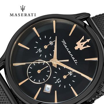 MASERATI Chronograph Maserati Herren Uhr Chronograph, (Chronograph), Herrenuhr rund, groß (ca. 48x42mm) Edelstahlarmband, Made-In Italy