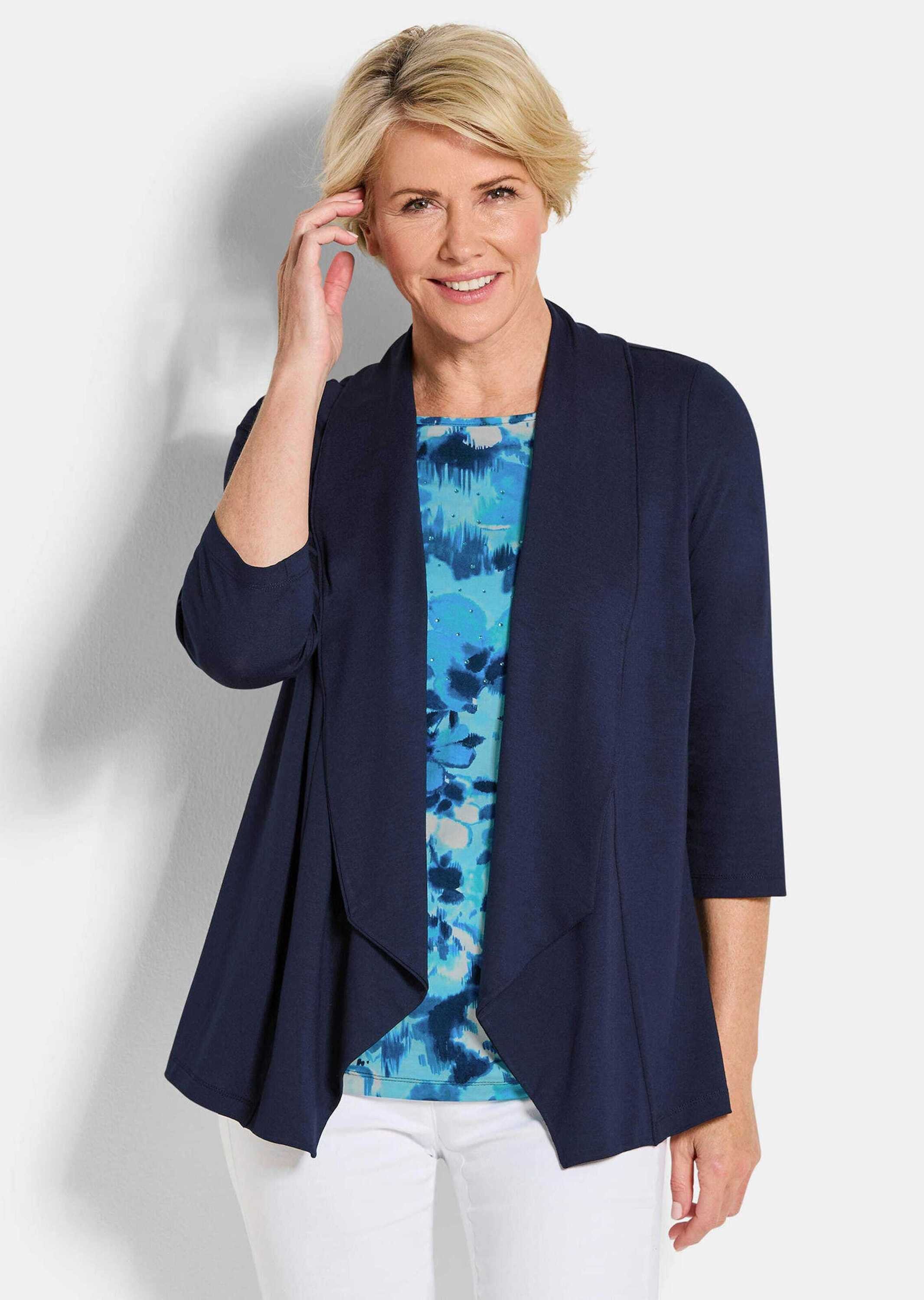 GOLDNER Longshirt Viskoseshirt in Twinset-Optik 2-in-1-Shirt mit U-Boot-Aus günstig online kaufen