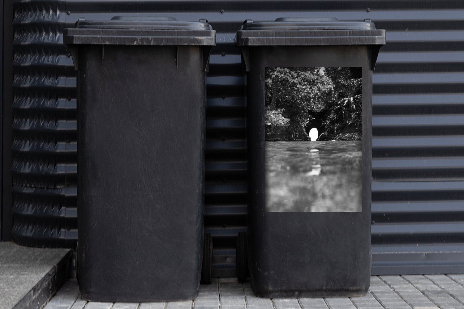 Rica MuchoWow der Wand in Mülleimer-aufkleber, Loch schwarz Wandsticker Abfalbehälter Container, in weiß Mülltonne, Costa und (1 in der Sticker, Natur St), von