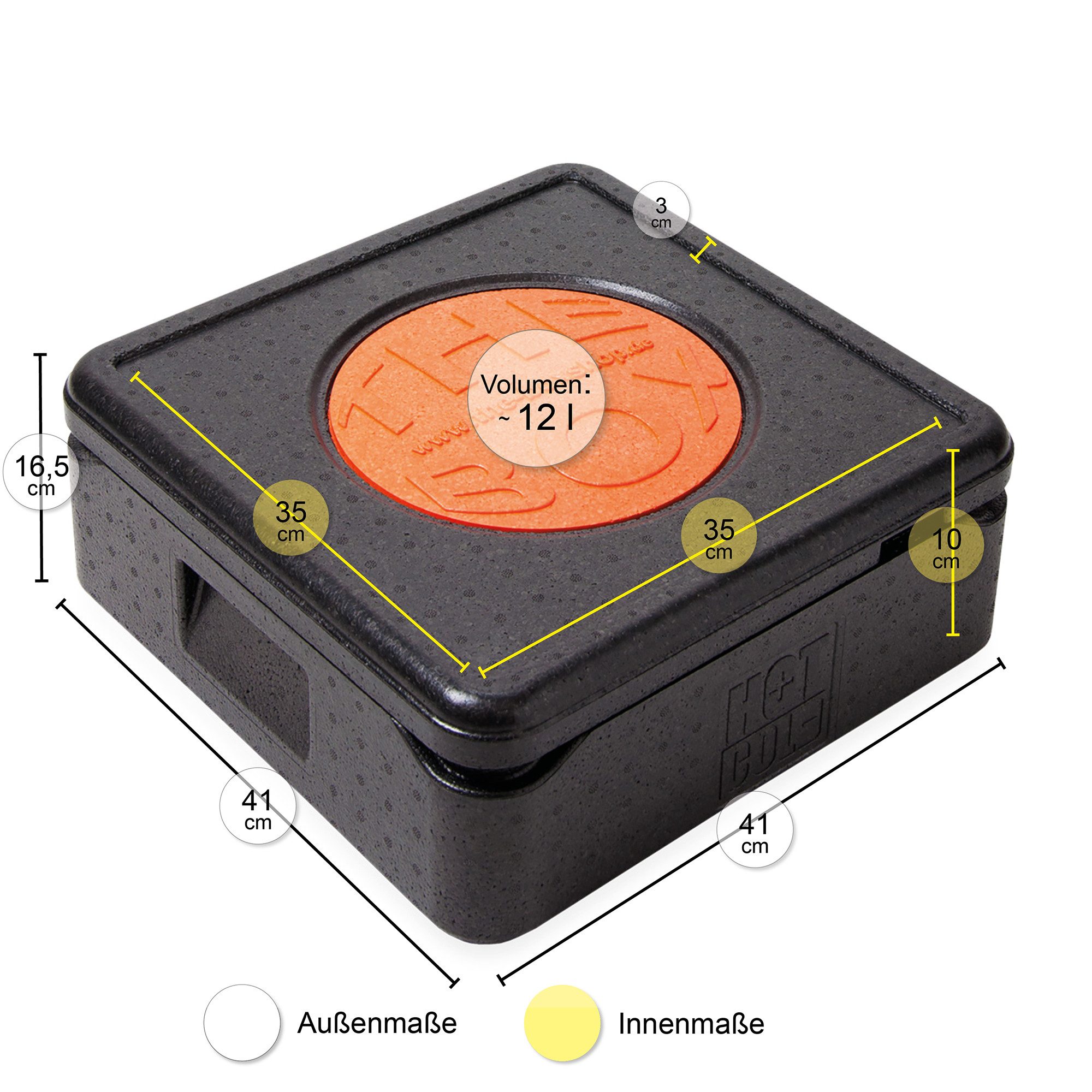 THE BOX Kühlbox The Box Thermobox Pizza klein, 12 L, Nutzhöhe 10 cm - 10 Stück, 12 l