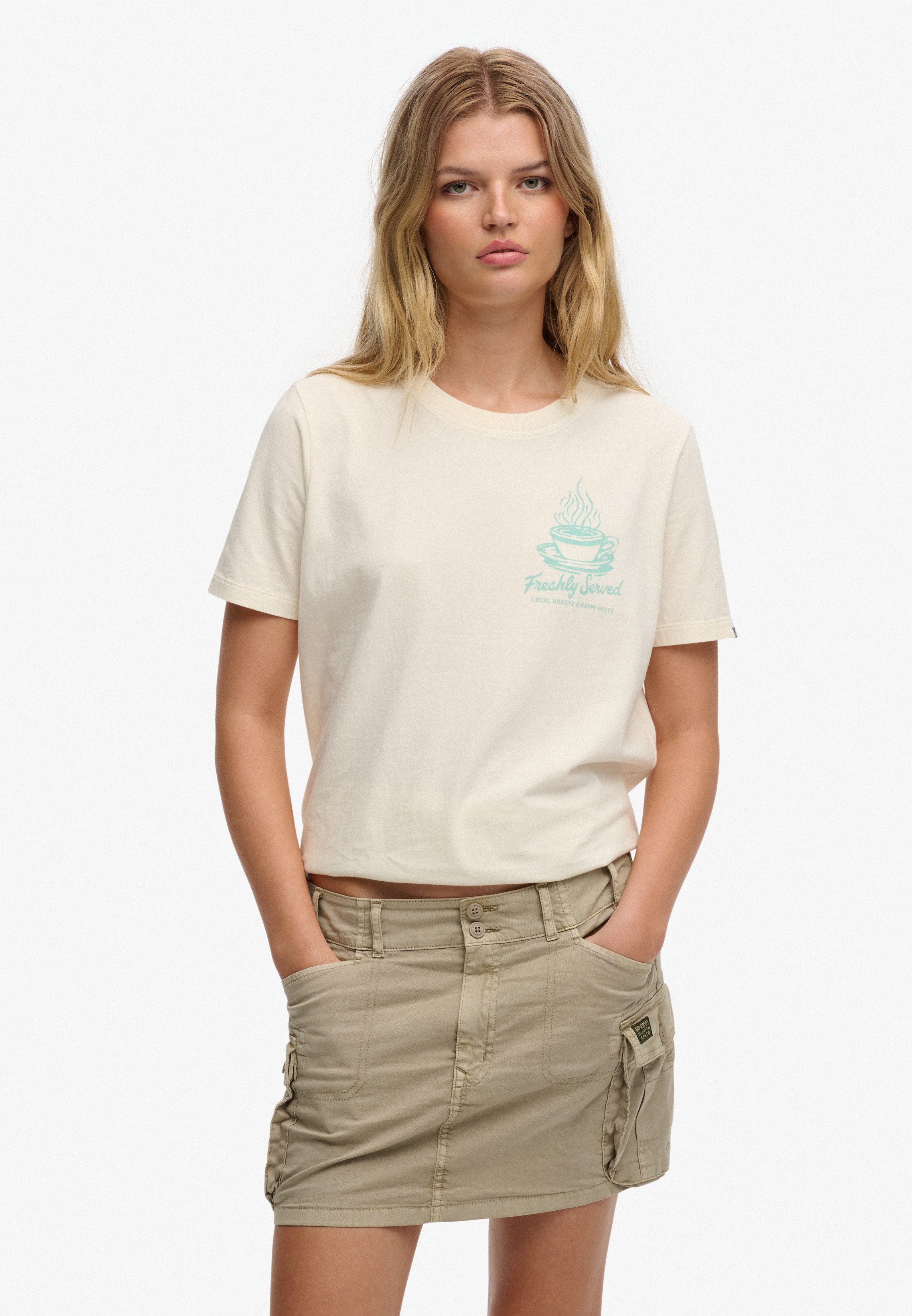 Superdry Print-Shirt ROADSIDE TRADE RELAXED TEE aus Baumwolle in Single Jersey, Relaxed Fit, Kurzarm