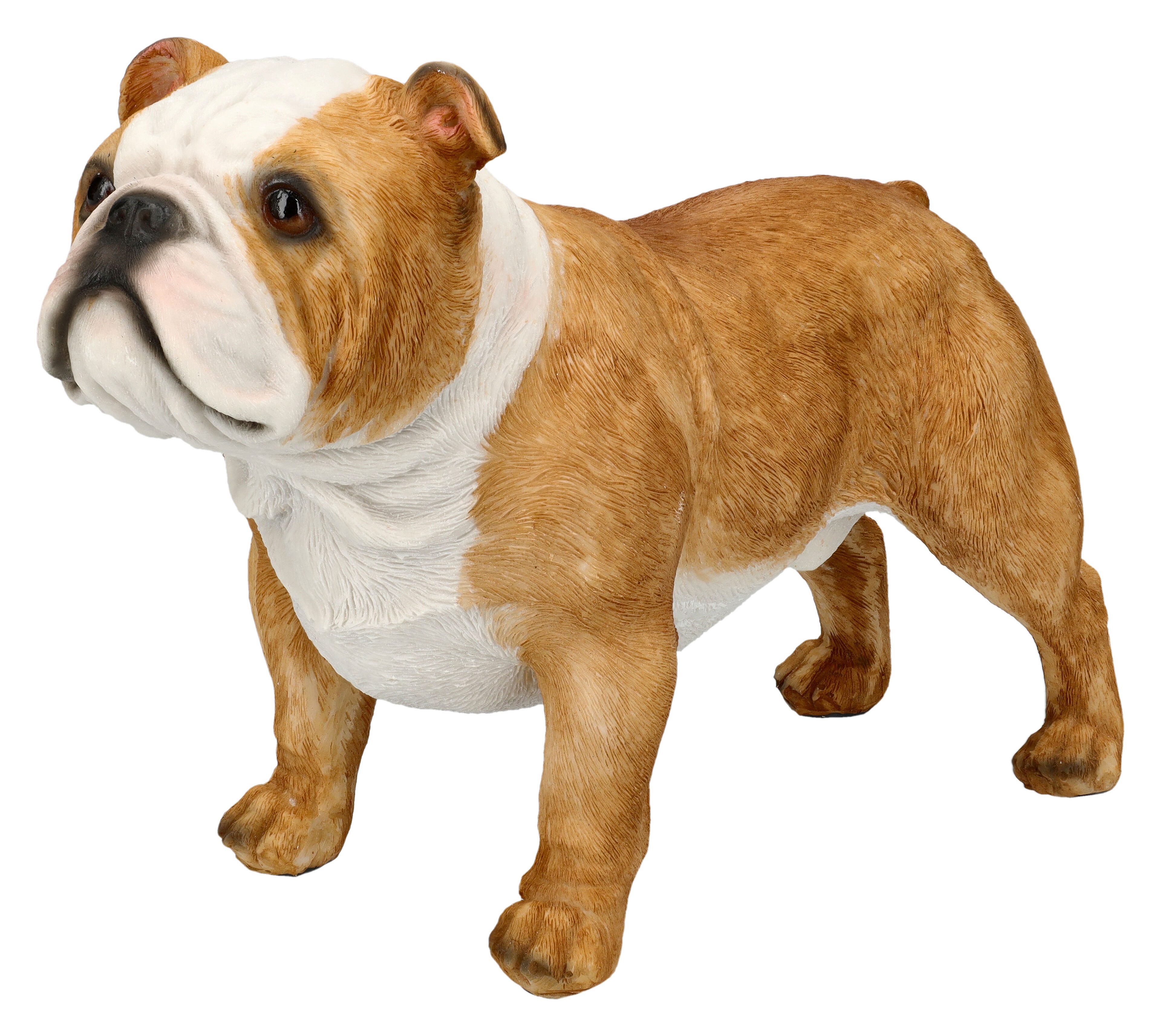 Figuren Shop GmbH Tierfigur Bulldoggen Figur Welpe – handbemalte Kunststein Skulptur 16 cm Deko