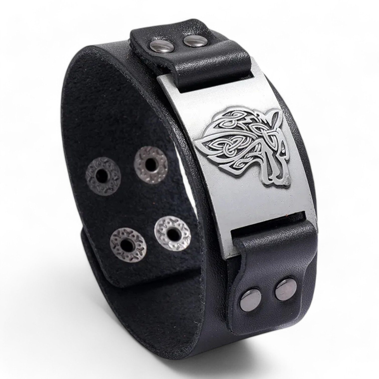 Lederarmband Wickinger Wolf Silber Bronze Gold Armband verstellbar Mittelalter