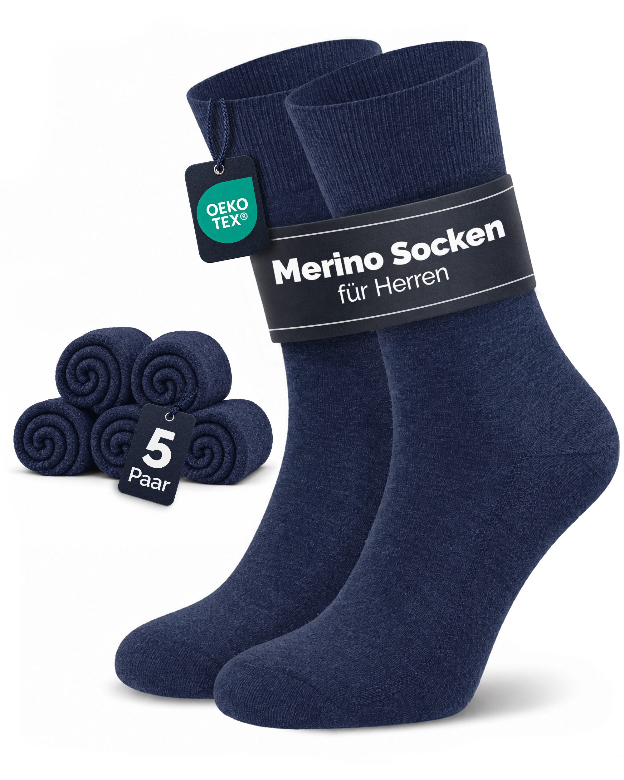 GAWILO Businesssocken für Herren aus 64% Schurwolle - Klimaregulierende Merino Socken (5 Paar) Socken aus Merino Wolle kühlen im Sommer und wärmen im Winter