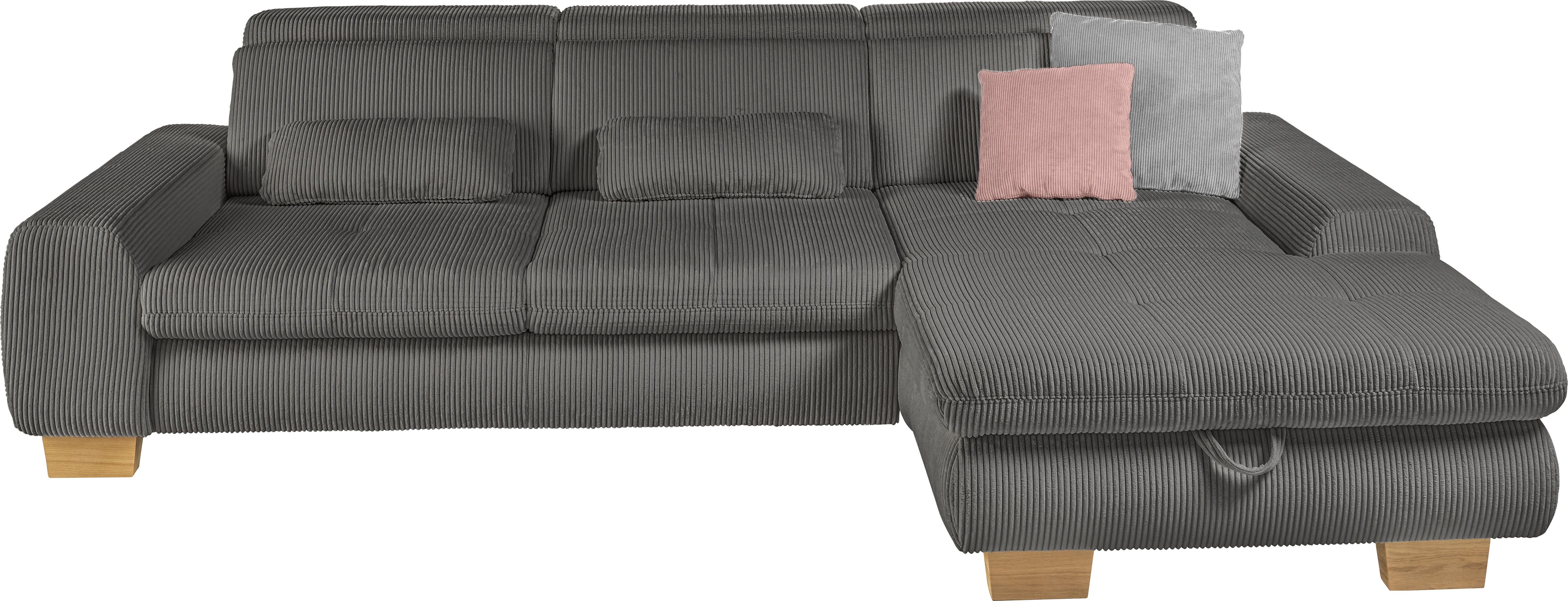set one by Musterring Ecksofa SO 3400 Sitzhöhe 47cm oder 49cm, Sitztiefe verstellbar, B/T: 307/195cm, whlw. mit Funktion, Kaltschaum, in Cord, anthrazit, Sitzhöhe 47
