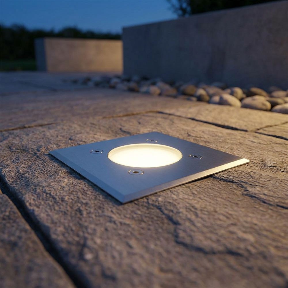V-TAC LED Einbaustrahler, Leuchtmittel inklusive, Warmweiß, Farbwechsel, Boden Einbau Lampe Edelstahl Glas Garten Dimmer Fernbedienung im Set
