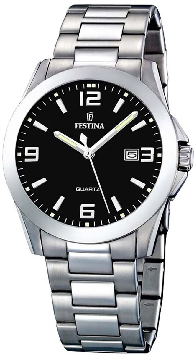 Festina Quarzuhr Festina Herren Uhr F16376/4 Edelstahl, (Analoguhr), Herren Armbanduhr rund, Edelstahlarmband silber
