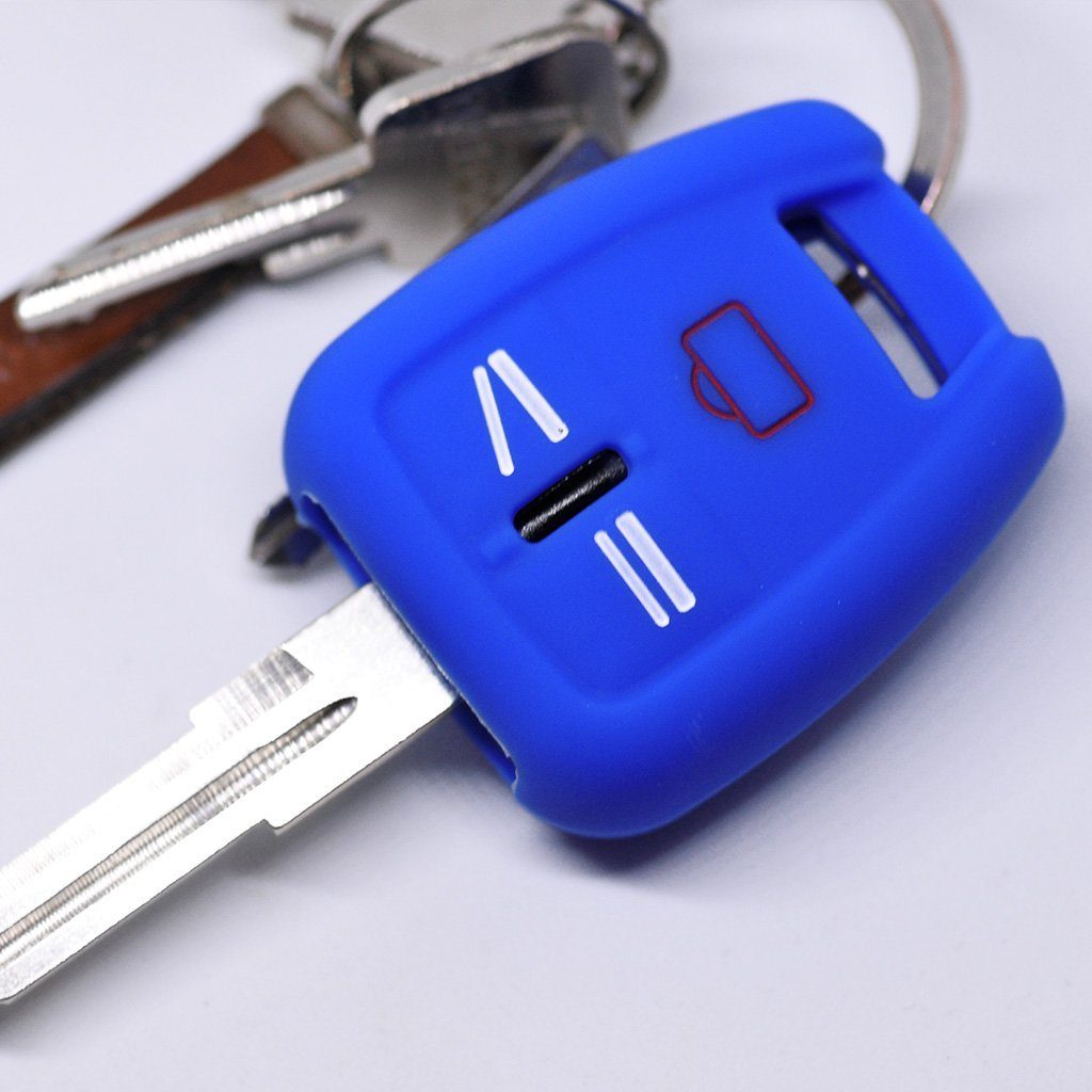 mt-key Schlüsseltasche Autoschlüssel Softcase Silikon Schutzhülle Blau, für OPEL Signum Vectra C Vauxhall 3 Tasten Funk Fernbedienung
