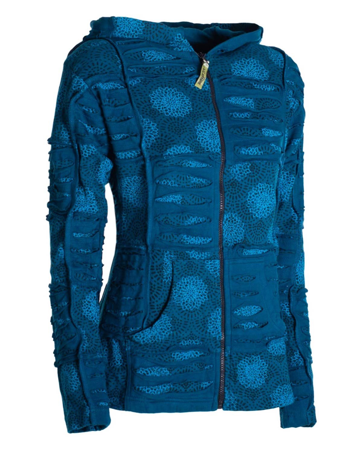 Vishes Kapuzensweatjacke Damen Patchwork Jacke Blumen-Sweatjacke Hippie-Jacke Kapuzenjacke Elfen, Hippie, Alternative Bekleidung