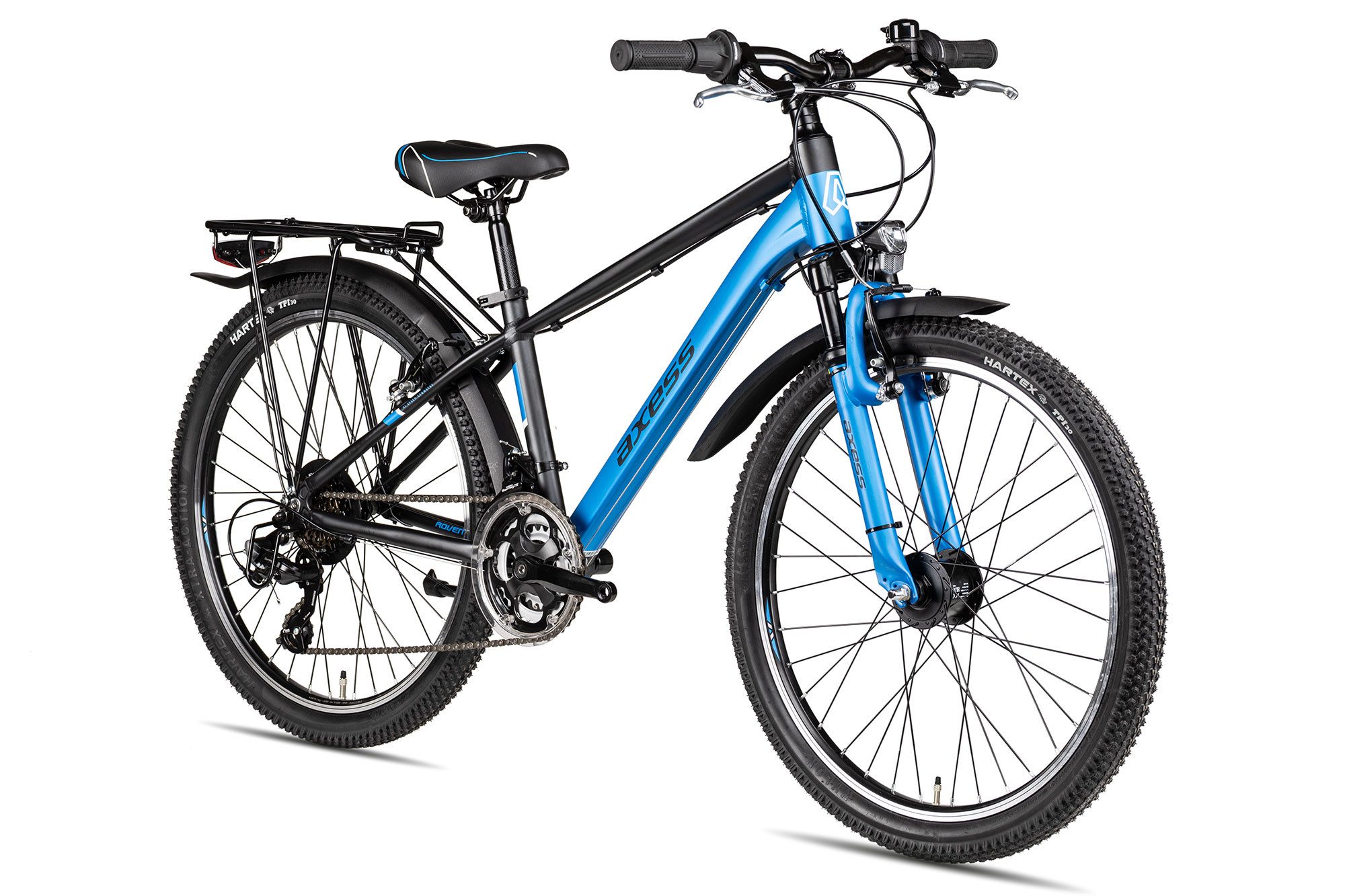 Axess Kinderfahrrad Axess Adventure 18 24, 18 Gang Shimano Tourney 18 Schaltwerk, Kettenschaltung, Shimano Tourney 18 blau