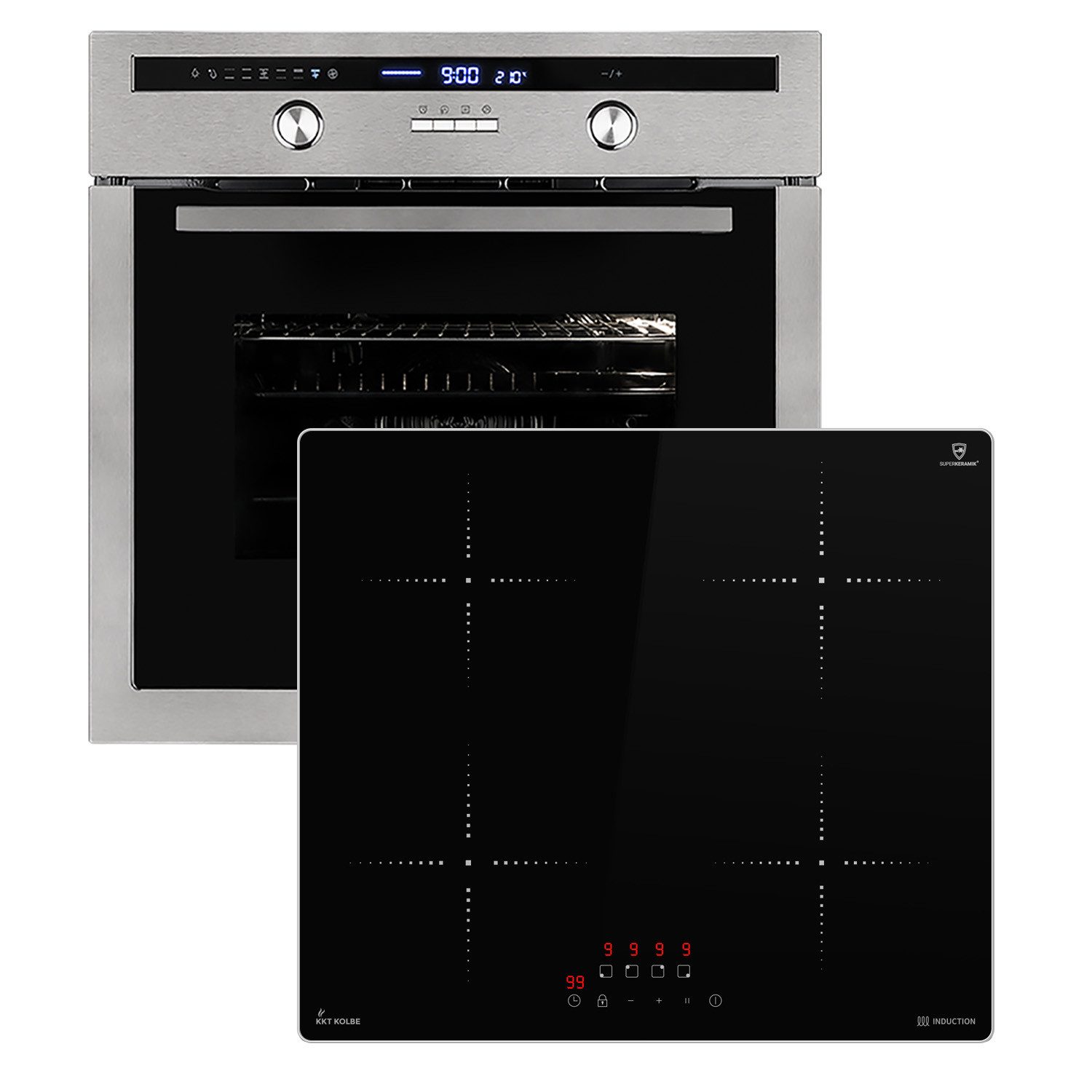 KKT KOLBE Backofen-Set Backofen und Induktionskochfeld SET8013IH859ED, mit 2-fach Teleskopauszug, Herdset / Heißluft / Kochmulde / Einbaubackofen / Induktion