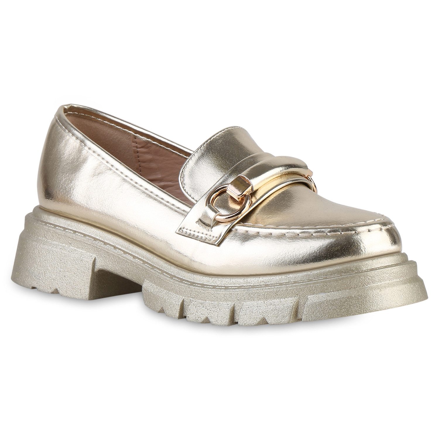 VAN HILL 21671941 KY M-601 Damen Halbschuhe Gold 41 Outdoorschuh Damen Plateauschuhe Halbschuhe Slippers Profil-Sohle