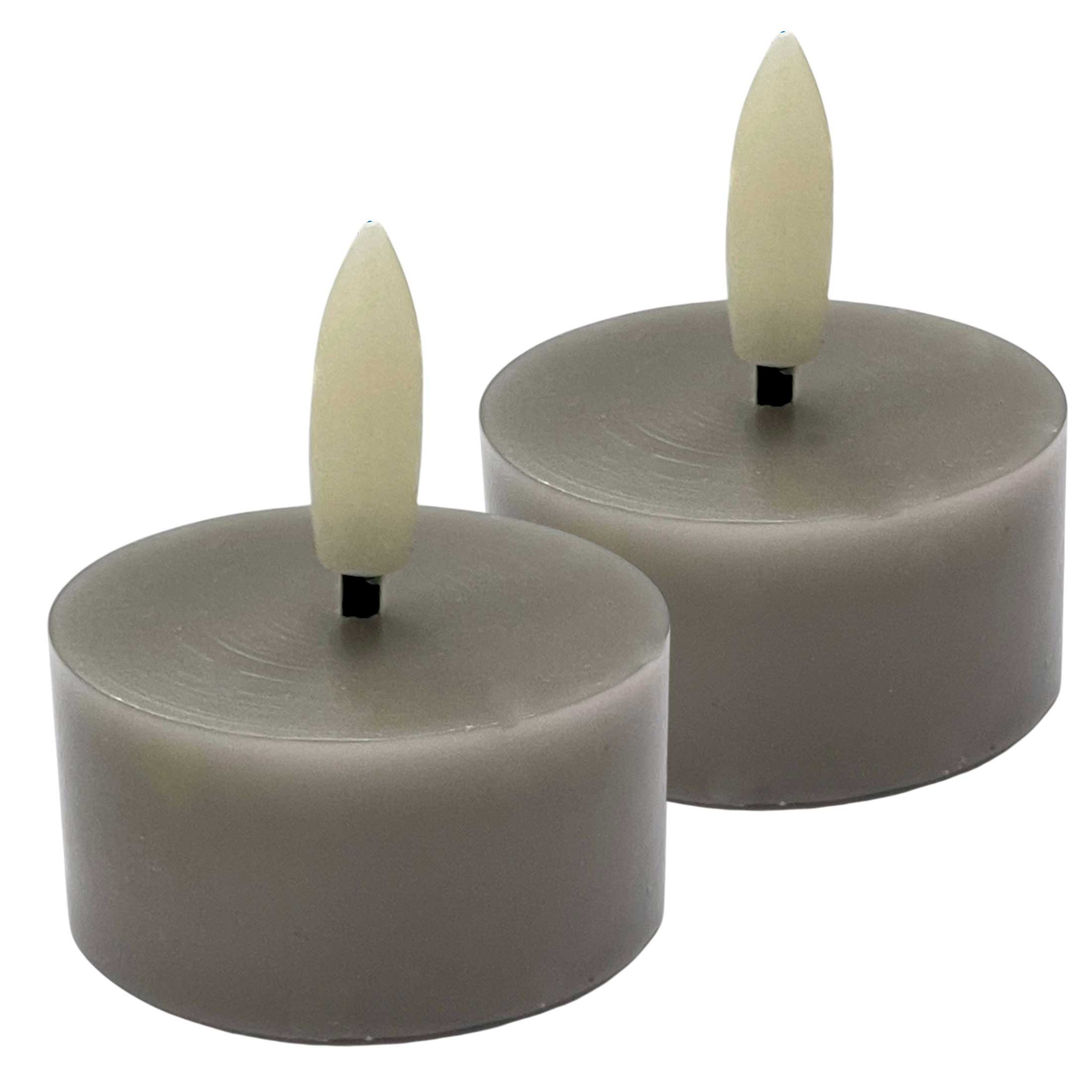 Sirius Home A/S LED-Kerze (Set, 2-tlg), LED Teelichter grau 4,5x5cm 3D Flamme