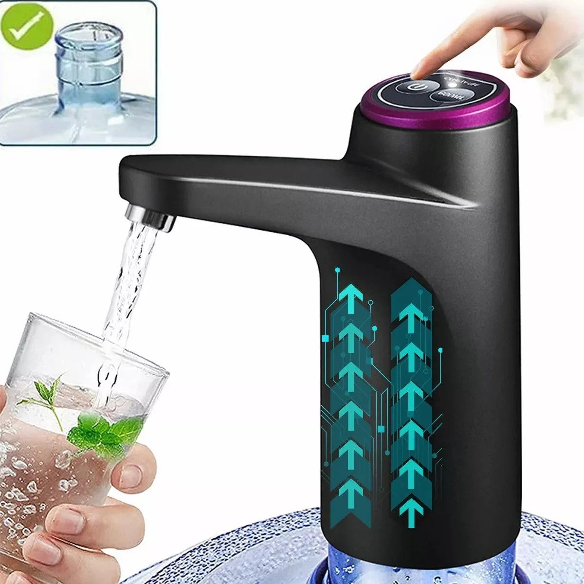 Wasserkocher Wasserpumpe USB-wiederaufladbare Wasserspender Pumpe 1200mAh