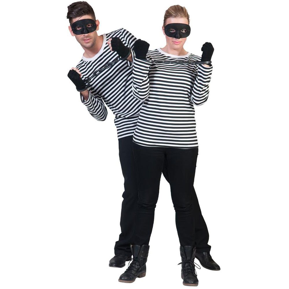 Funny Fashion Kostüm Ringelpulli schwarz-weiß