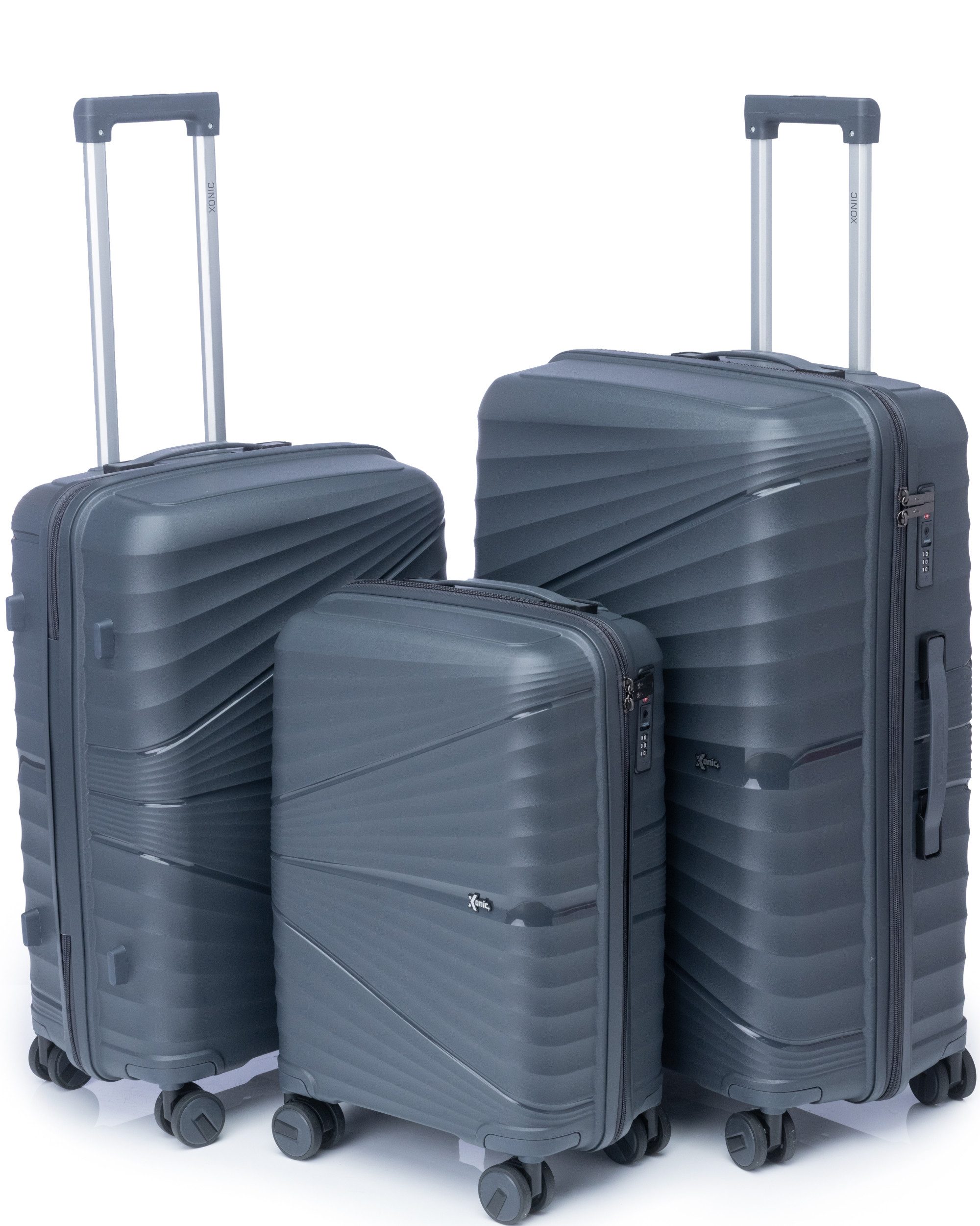 Koffer Xonic® Hartschalenkoffer Set Bruchsicherer Rollkoffer TSA -Dark Grey