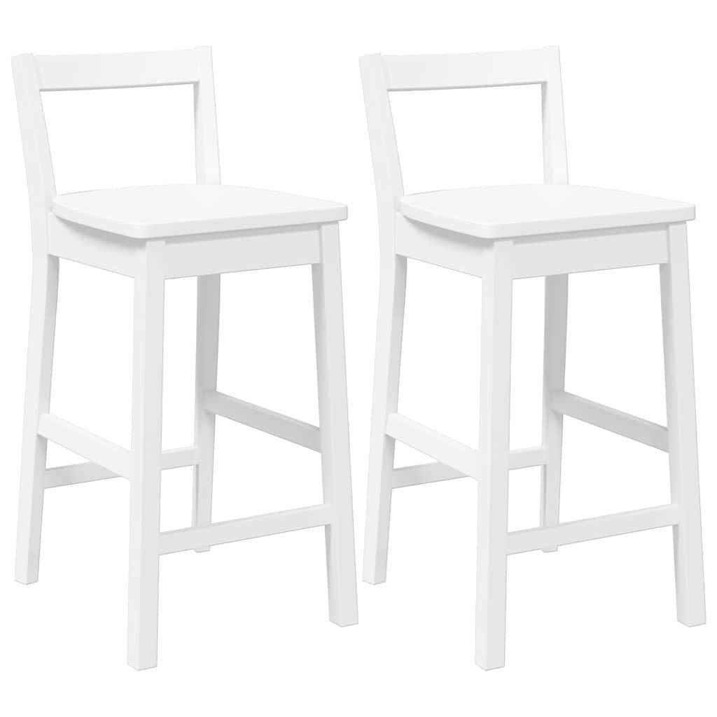 Barhocker Barhocker 2 Stk. Weiß Massivholz Gummibaum