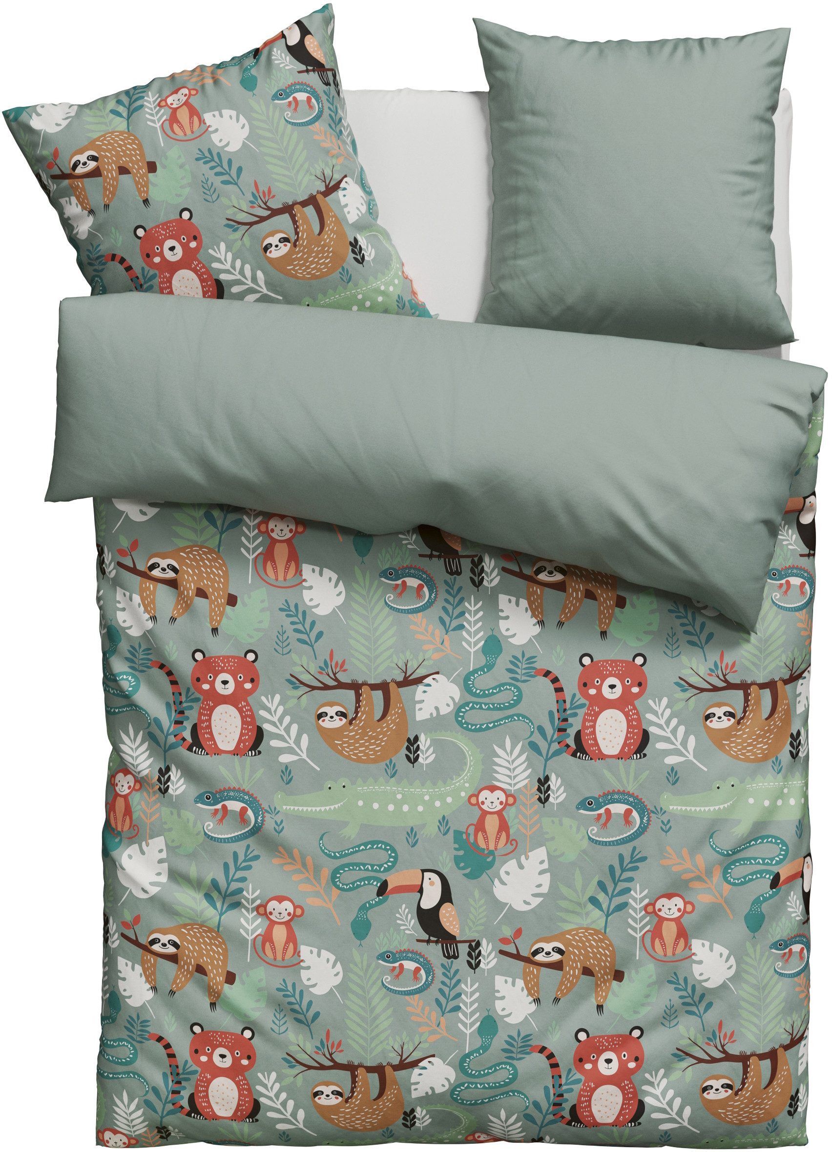 OTTO home Kinderbettwäsche CUDDLEE, Renforcé, 2 teilig, in vielen Designs: Dino,Einhorn,Weltraum,Baustelle,Herz,Trecker,Safari – Bild 2 von 5