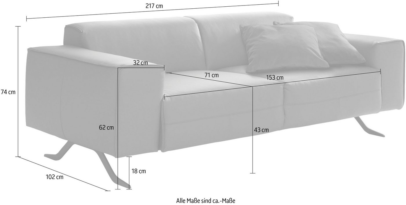 designwerk 2,5-Sitzer »Beauty«, mit eleganten Füßen, Breite 217 cm-kaufen