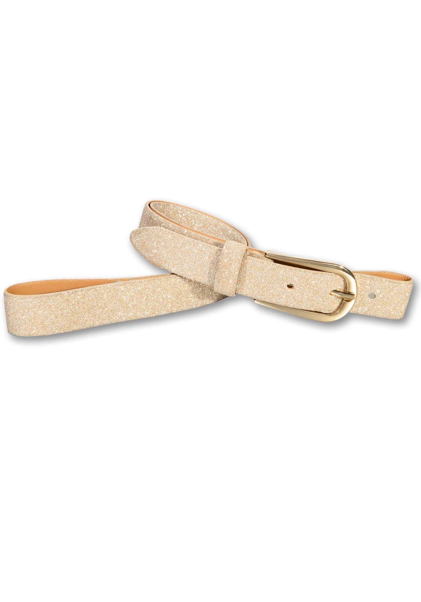 Silbergift Ledergürtel mit Glitzerpartikeln