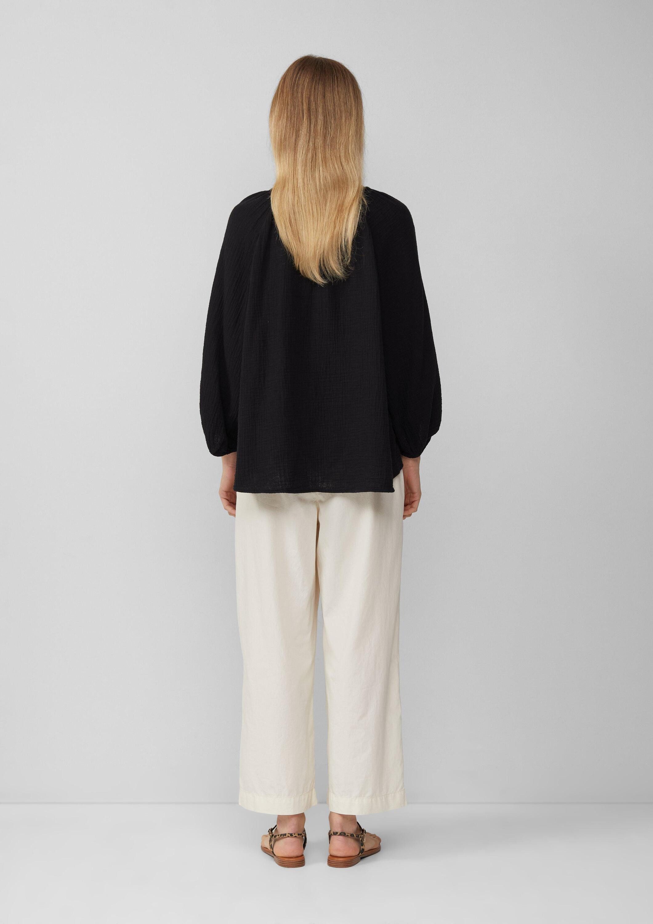 s.Oliver Kurzarmbluse Bluse Musselin-Bluse mit Raglanärmeln und Raffung