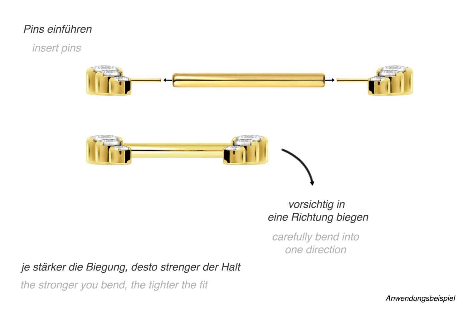 PIERCINGLINE Brustwarzenpiercing Titan Barbell mit Push Fit 5 KRISTALLE (Ba günstig online kaufen