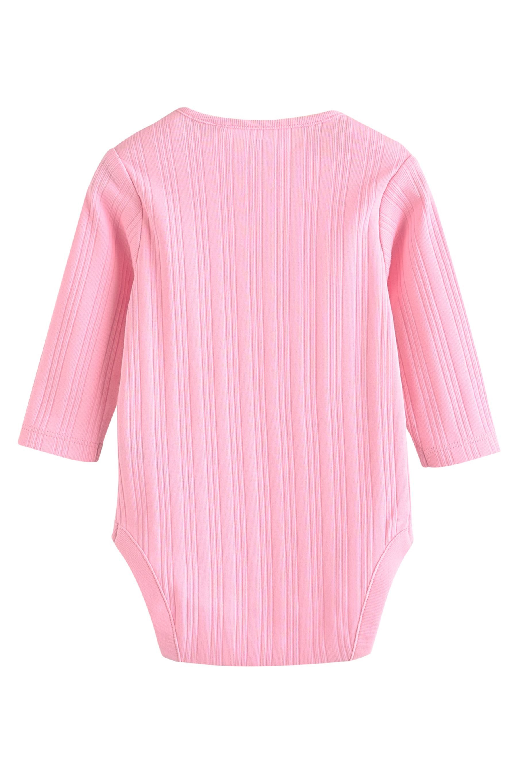 Next Langarmbody Gerippte Langarm-Babybodys 100 % Baumwolle, 5 Stk. (5-tlg)