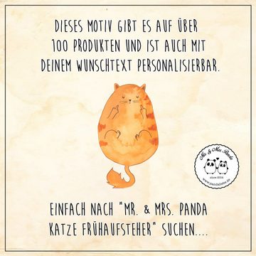 Mr. & Mrs. Panda Flachmann Katze Frühaufsteher - Transparent - Geschenk, hochwertig, Edelstahl, Hochwertige Gravur