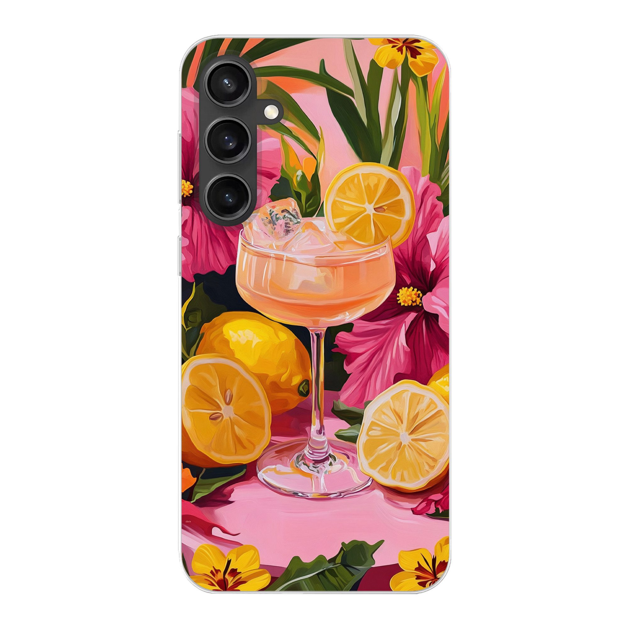 MuchoWow Handyhülle für Samsung Galaxy S23 FE Getränk - Blumen - Gelb