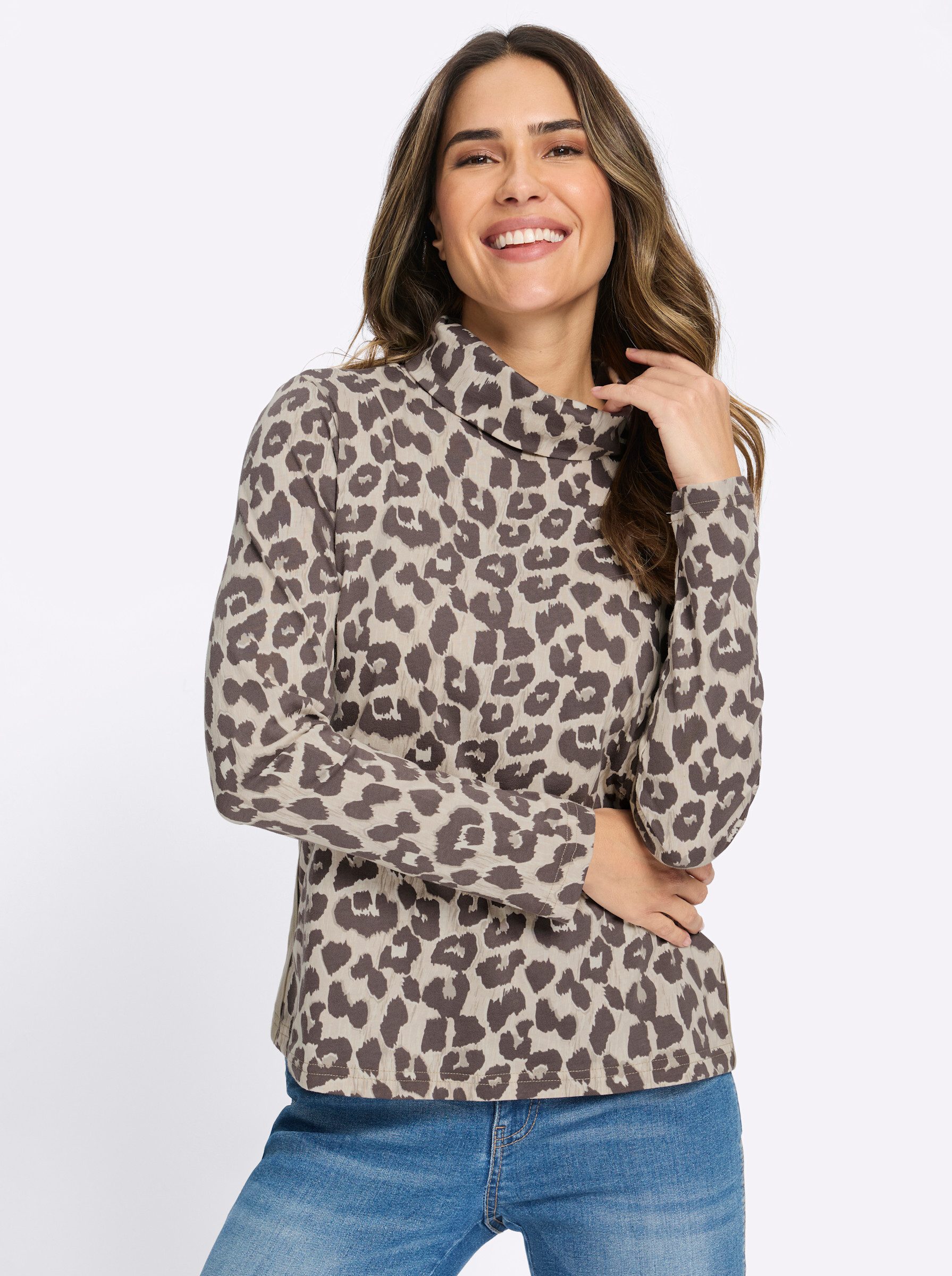 Sieh an! T-Shirt Rollkragen-Shirt Langarm