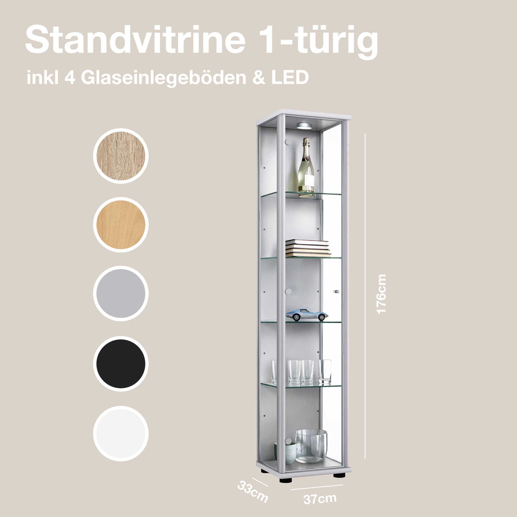 K-Möbel Glasvitrine C1014 (Glasvitrine (176x37x33 cm) günstig online kaufen