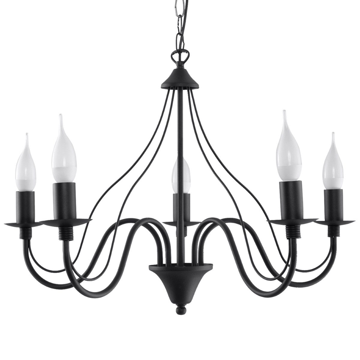 SOLLUX lighting Kronleuchter Kronleuchter Minerwa 5 Schwarz, Nicht enthalten