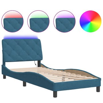 vidaXL Bett Bettgestell mit LED-Leuchten Blau 80x200 cm Samt
