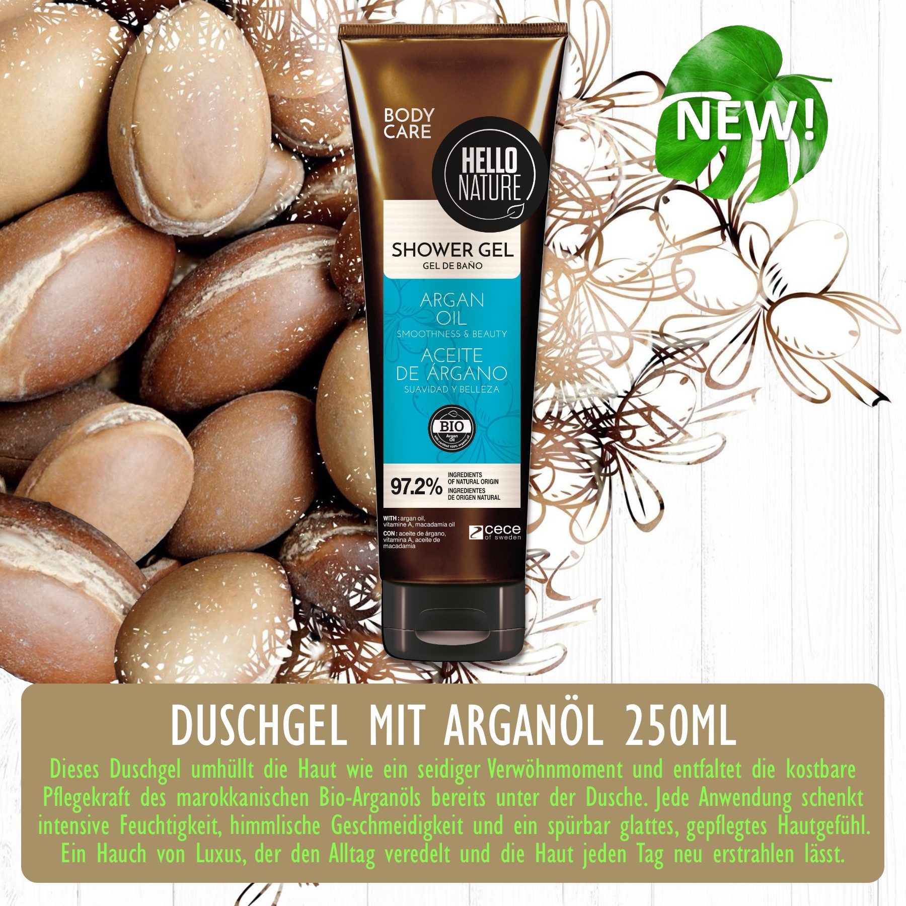 Hello Nature Hautpflege-Set Körperpflege Set Arganöl Duschgel Body Butter Balm Körperöl, Hautpflegeset, Körperpflege, Gesichtspflege, Hello Nature