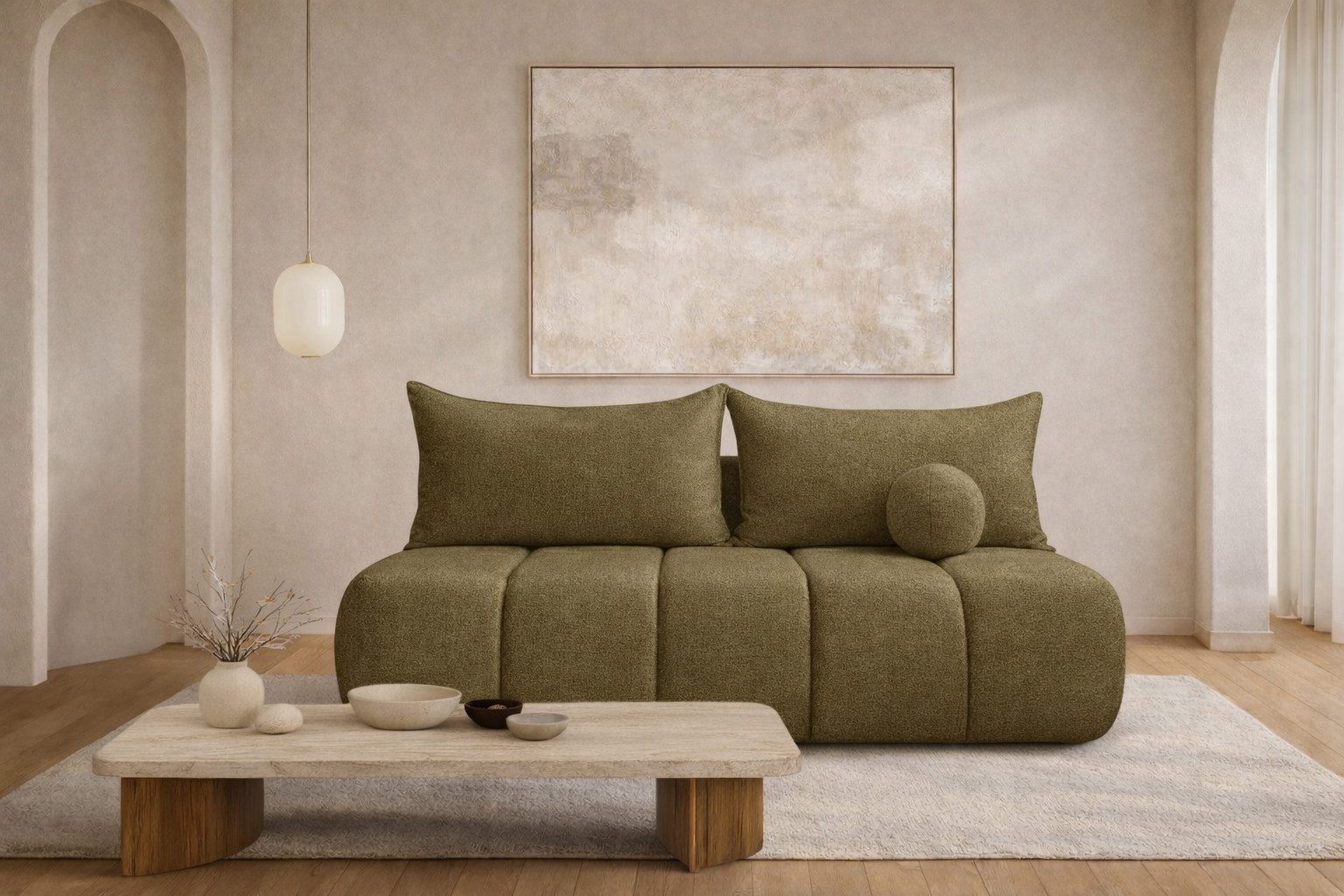 Kaiser Möbel Schlafsofa mit Schlaffunktion und Bettkasten, Velours Stoff Monolith, Sofa PIANO, Einzelsofa, Water Repellent Stoff,Veloursstoff,hoher Sitzkomfort