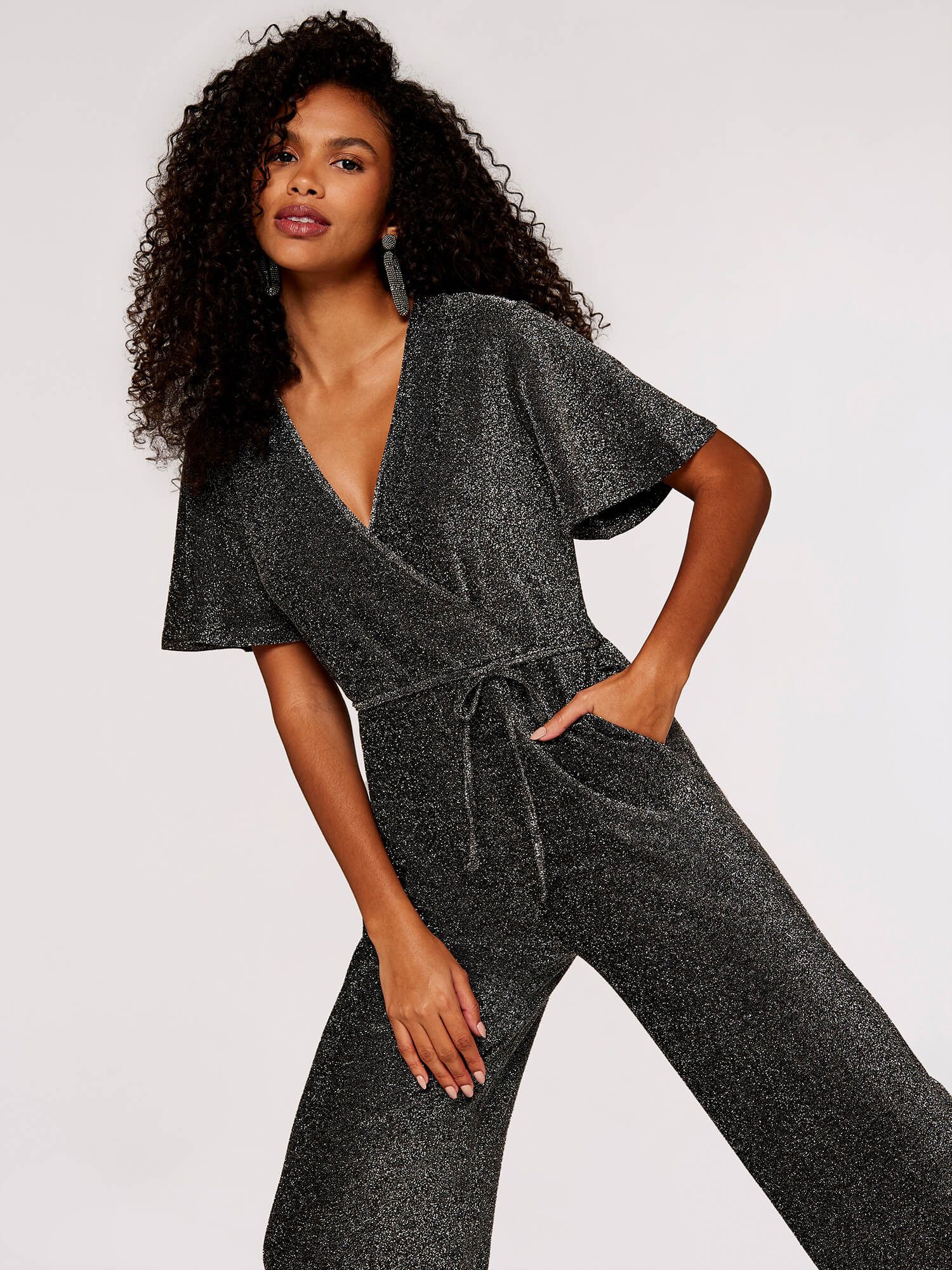 Jumpsuit in Wickeloptik