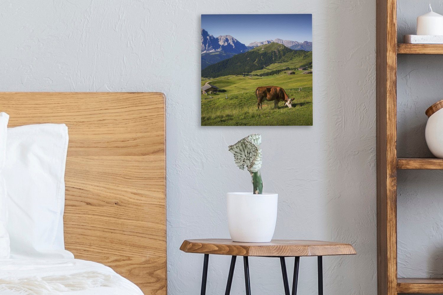 Berg Leinwand (1 Alpen, Kuh St), Wohnzimmer Schlafzimmer - für Bilder Leinwandbild OneMillionCanvasses® -